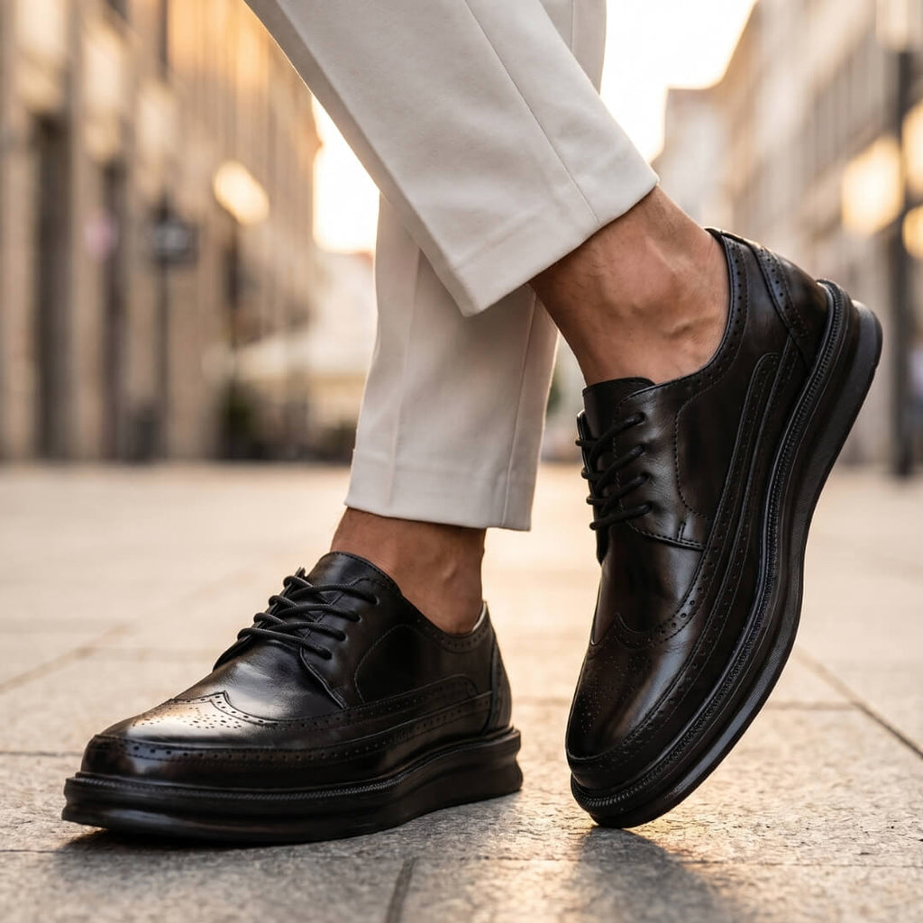 Men's Brogue Trainers- Wingtip Lace-Up Shoes