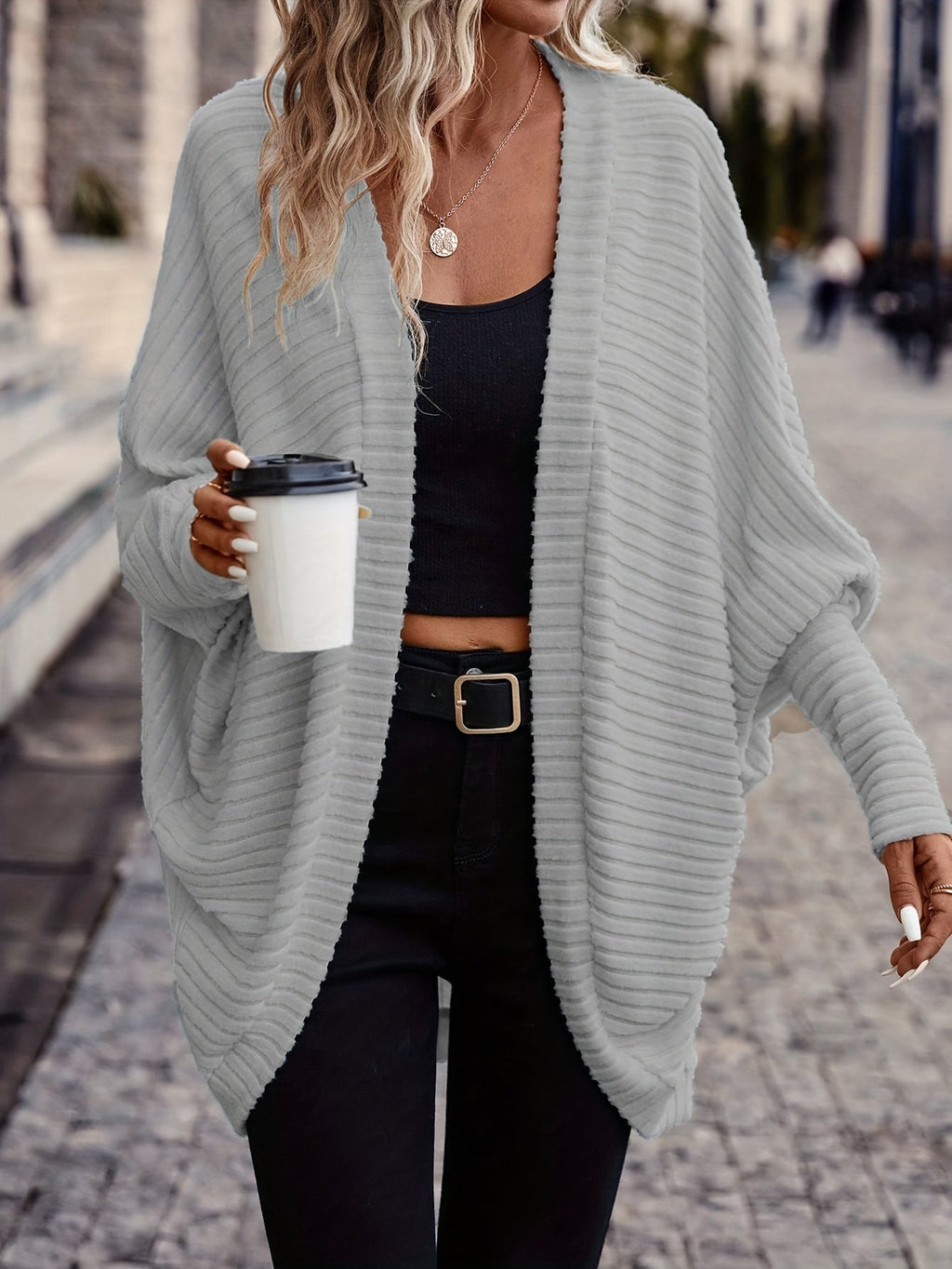 Women's Long Open-Front Cardigan - Relaxed Fit