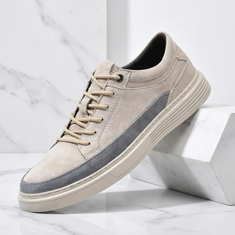 Men's Lace-Up Trainers- Suede-Look Panelled Upper