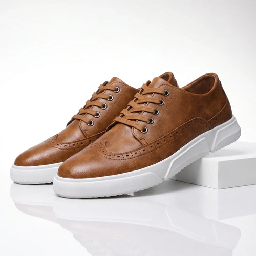 Men's Brogue Trainers- Contrast-Sole Wingtip Shoes