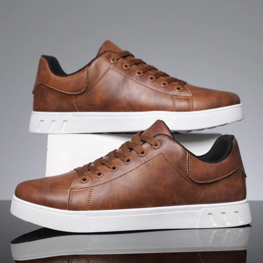 Men's Low-Top Sneakers - Lace-Up Contrast-Sole Shoes
