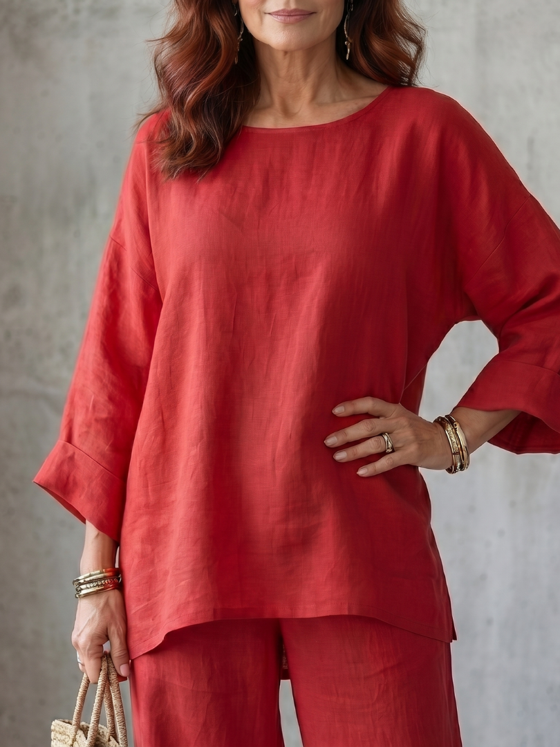 Women's Oversized Tunic and Wide-Leg Trouser Set
