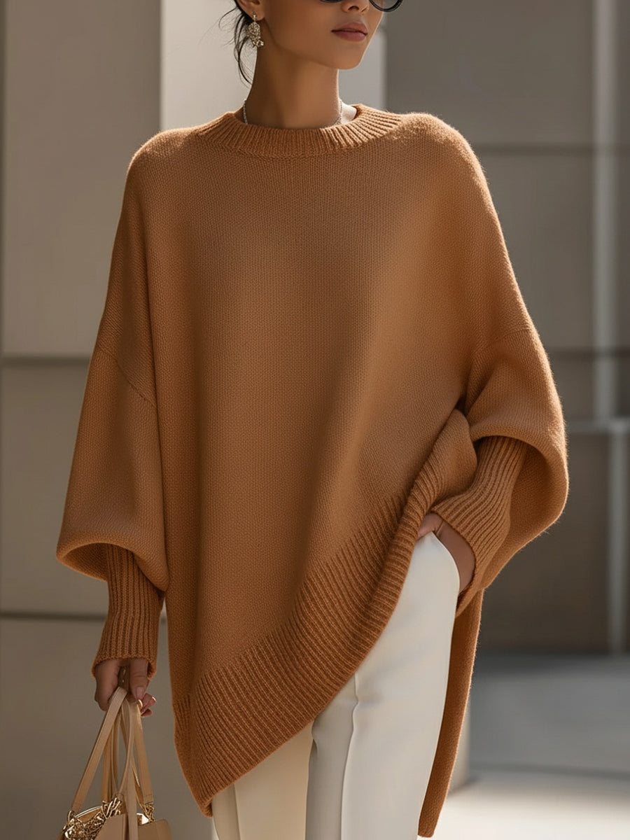 Women's Oversized Jumper - Wide-Neck Knit Top