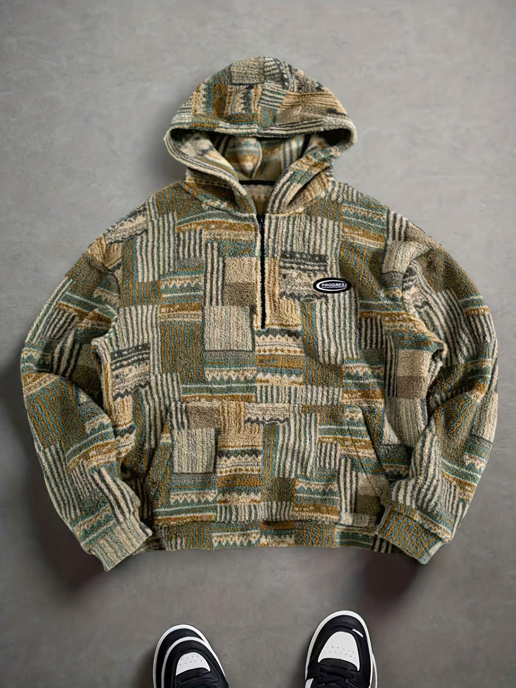 Men's Patterned Quarter-Zip Jumper