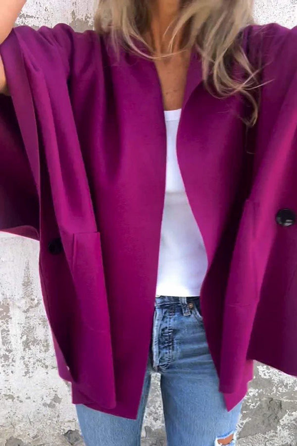 Women's Oversized Cape Coat- Notched Collar