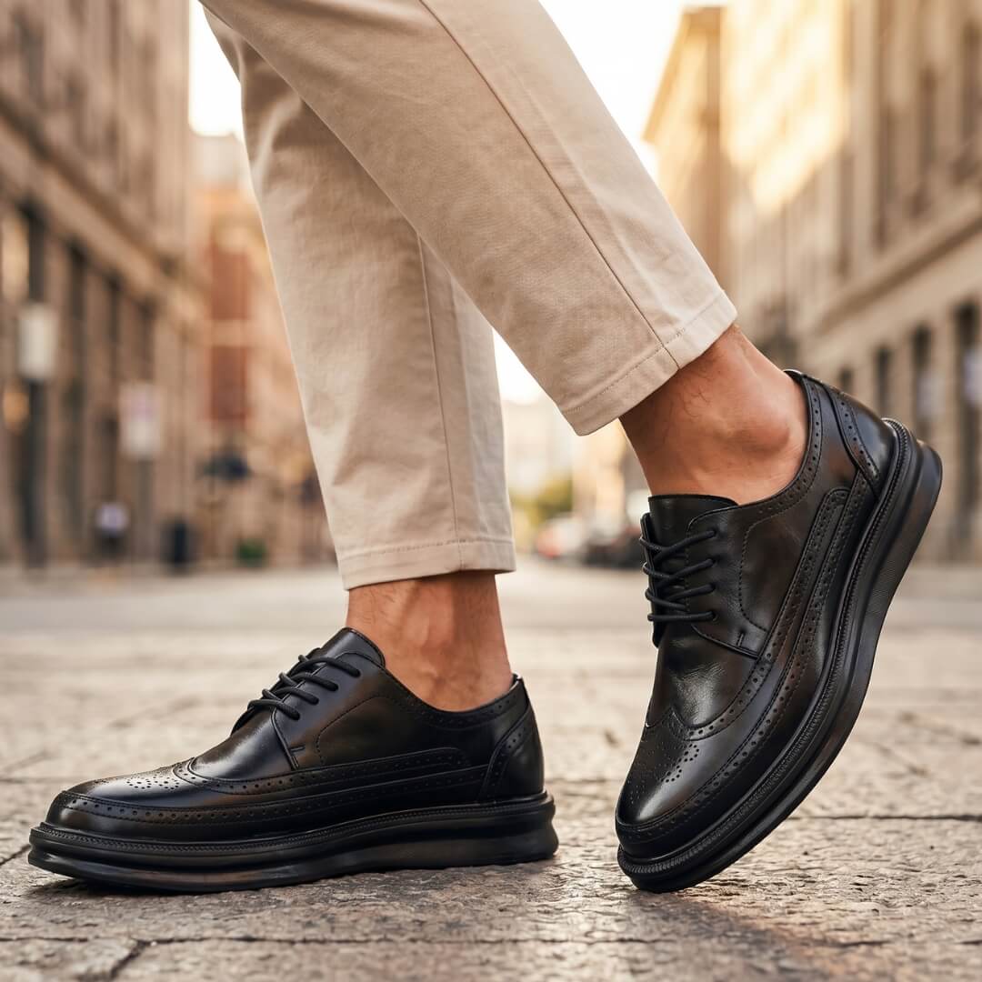 Men's Brogue Trainers- Wingtip Lace-Up Shoes