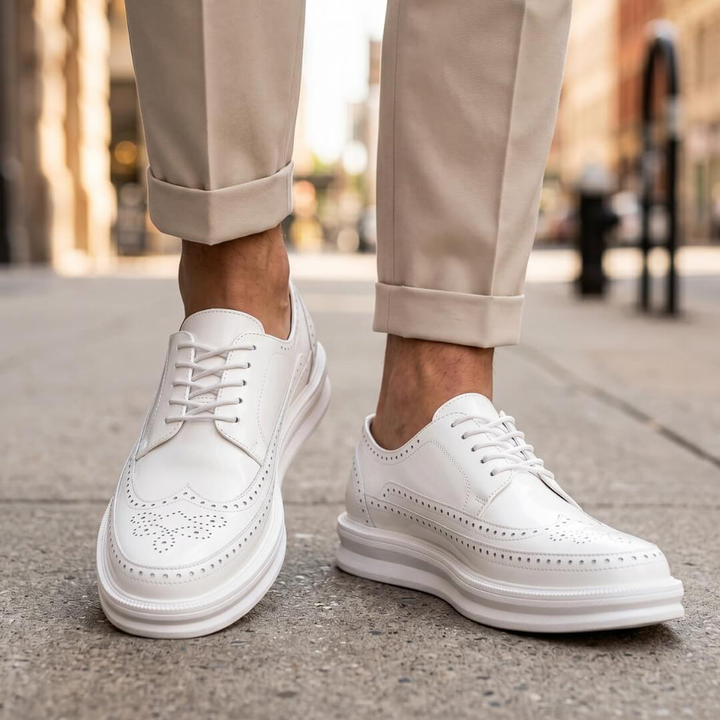 Men's Brogue Trainers- Wingtip Lace-Up Shoes