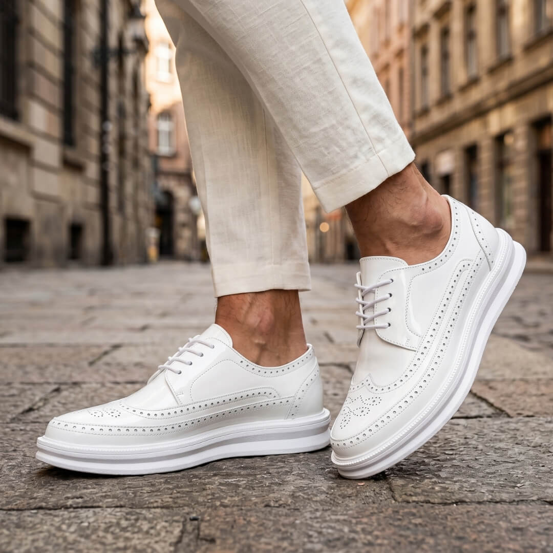 Men's Brogue Trainers- Wingtip Lace-Up Shoes