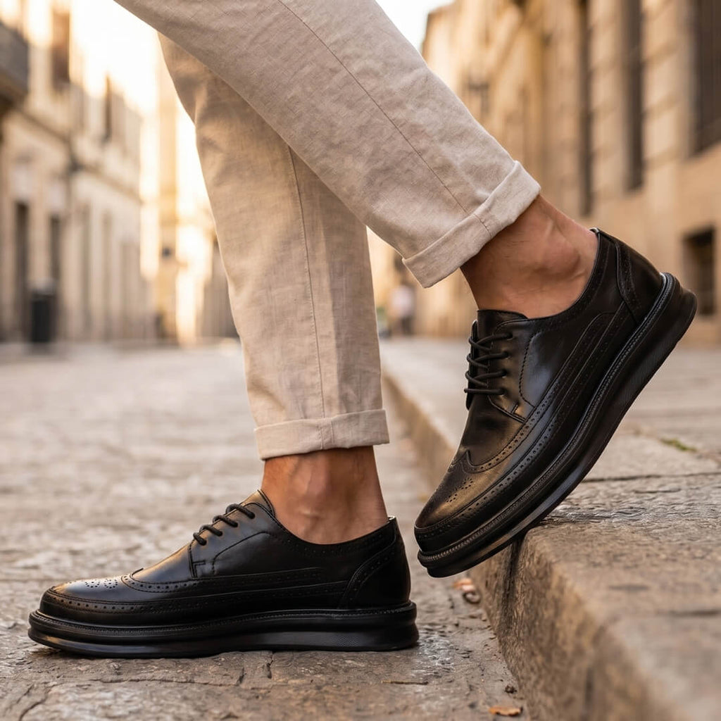 Men's Brogue Trainers- Wingtip Lace-Up Shoes