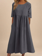 Miranda | Women's Mid-Sleeve Midi Dress