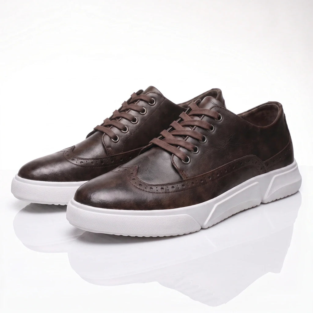 Men's Brogue Trainers- Contrast-Sole Wingtip Shoes