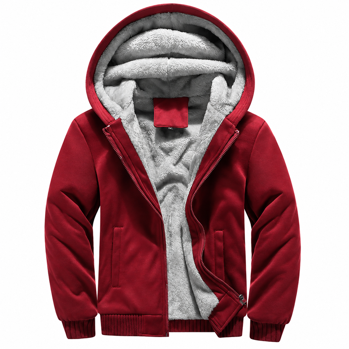 Men's Lined Zip Hoodie- Hooded Patchwork Layer