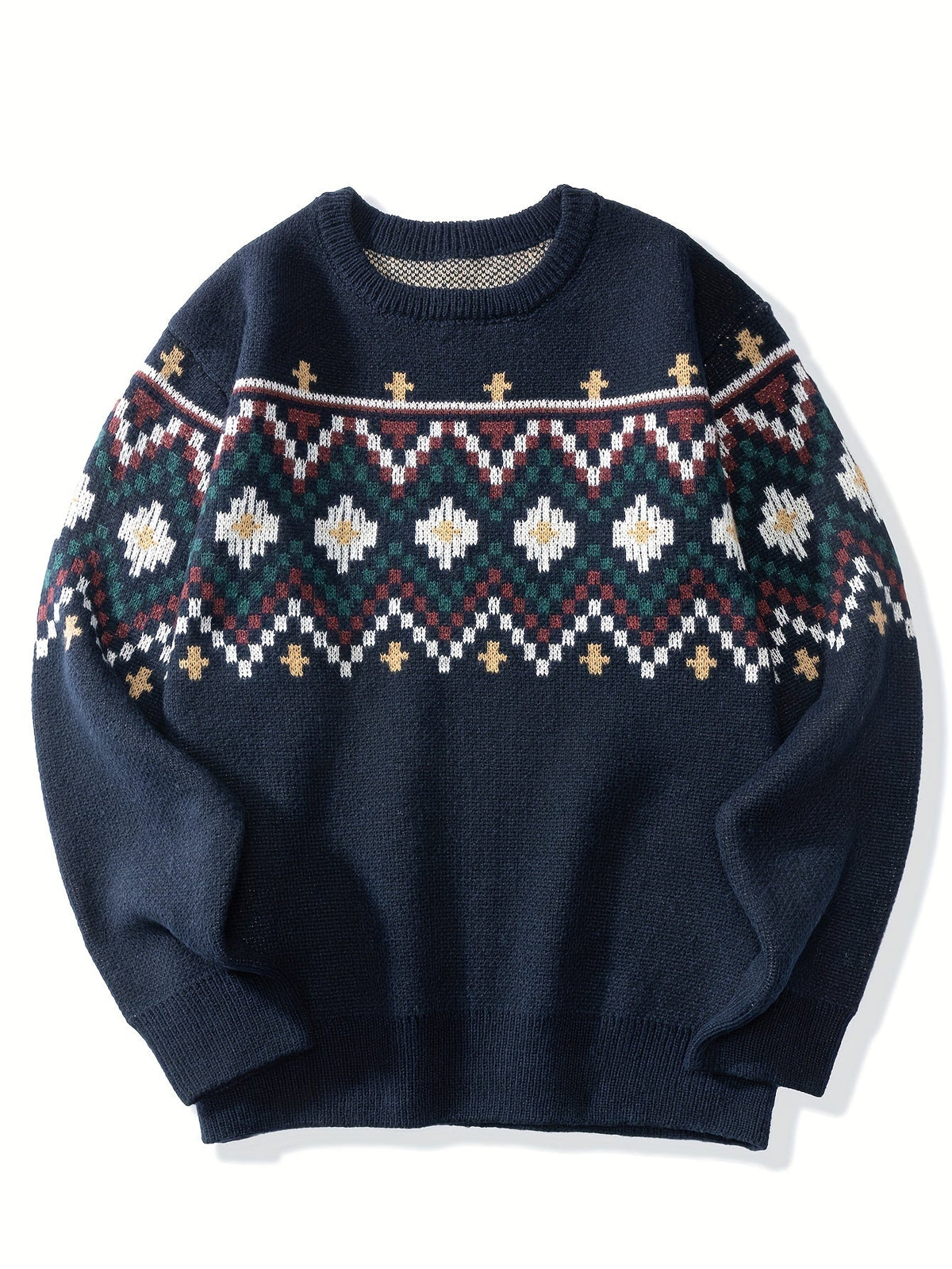 Men's Patterned Jumper - Crew Neck Knitwear