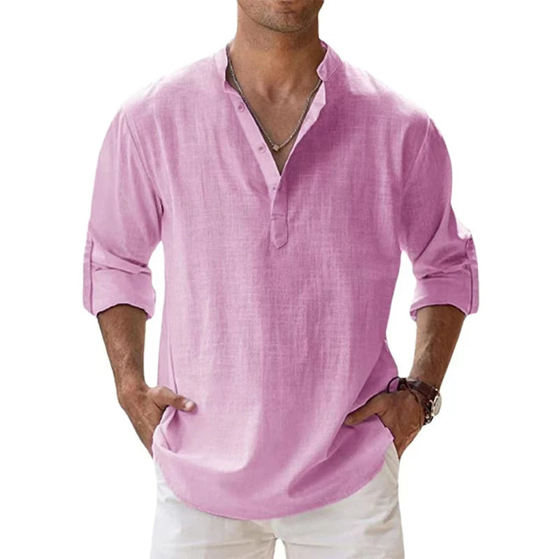 Lucien | Relaxed Linen Henley Shirt