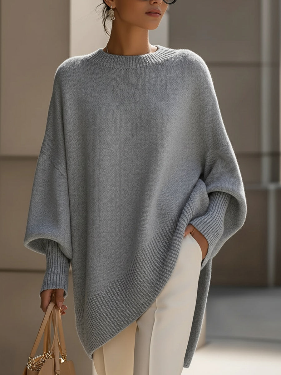 Women's Oversized Jumper - Wide-Neck Knit Top