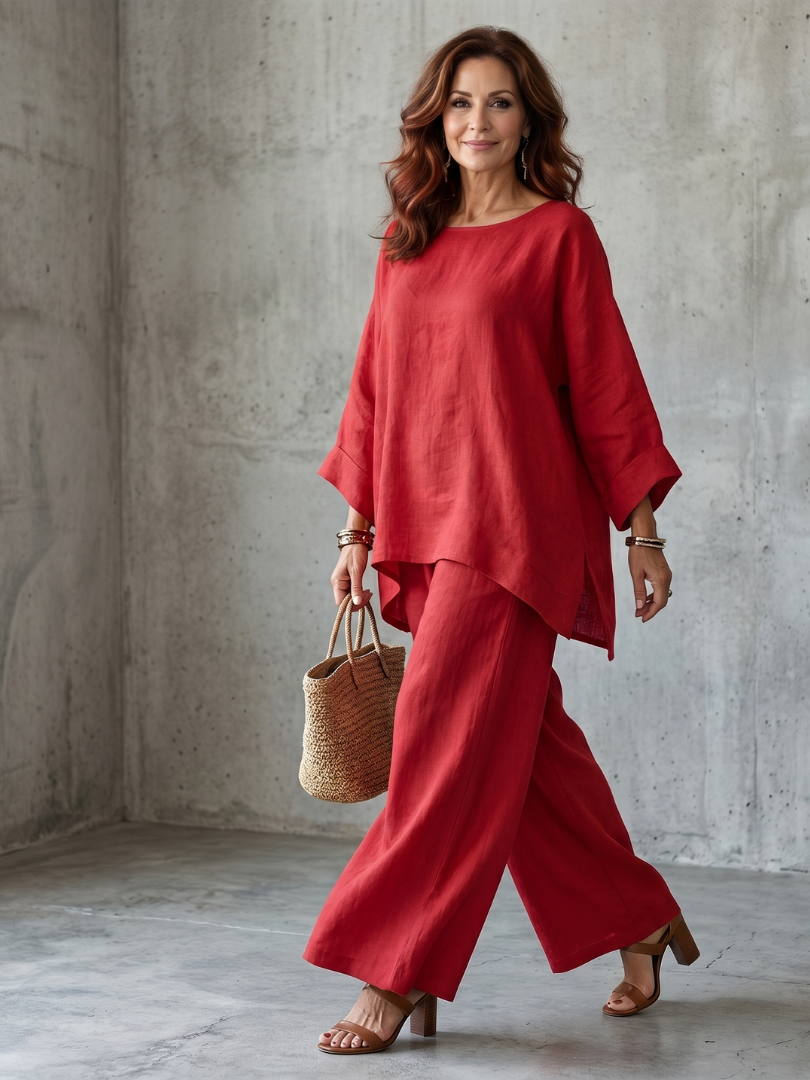 Women's Oversized Tunic and Wide-Leg Trouser Set