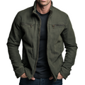 Men's Zip-Up Jacket - Stand-Collar Utility Outerwear