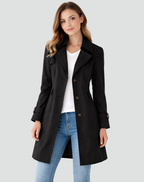 Women's Slim-Fit Trench Coat - Lapel Mid-Season Jacket