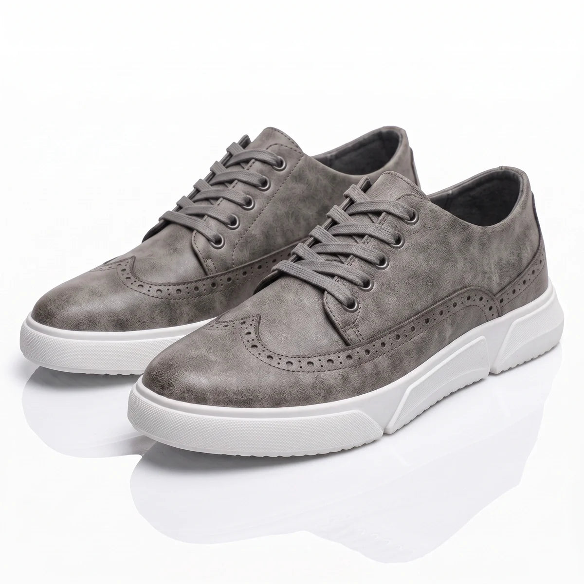 Men's Brogue Trainers- Contrast-Sole Wingtip Shoes
