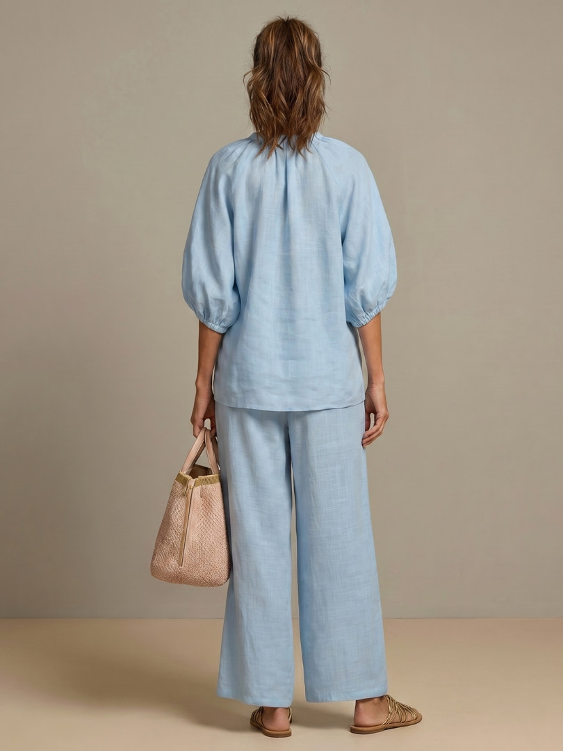 Women's Two-Piece Trouser Set- Zip-Front Blouson