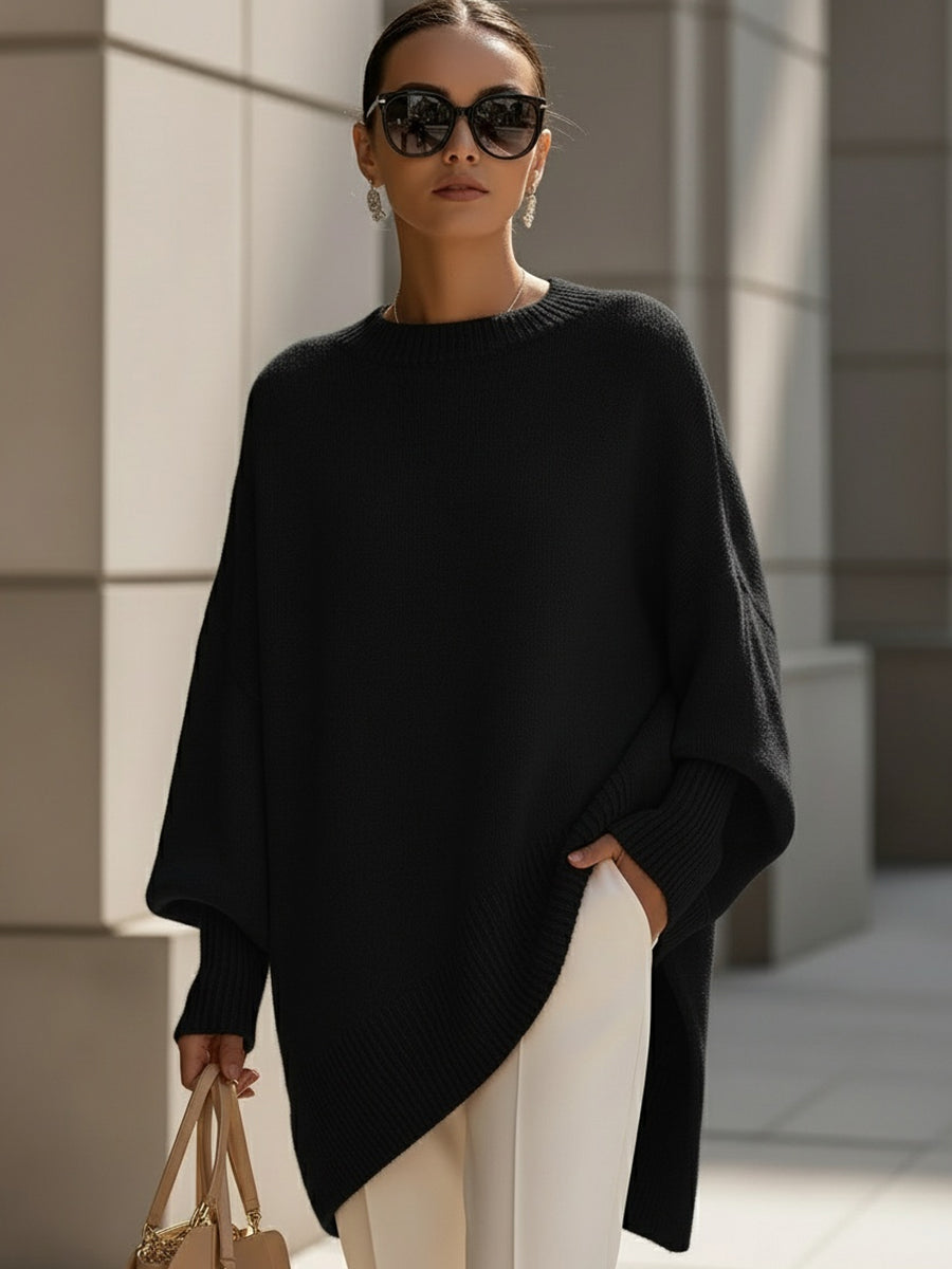 Women's Oversized Jumper - Wide-Neck Knit Top