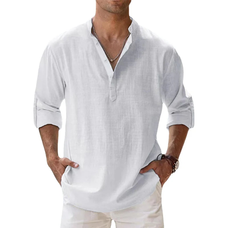 Lucien | Relaxed Linen Henley Shirt