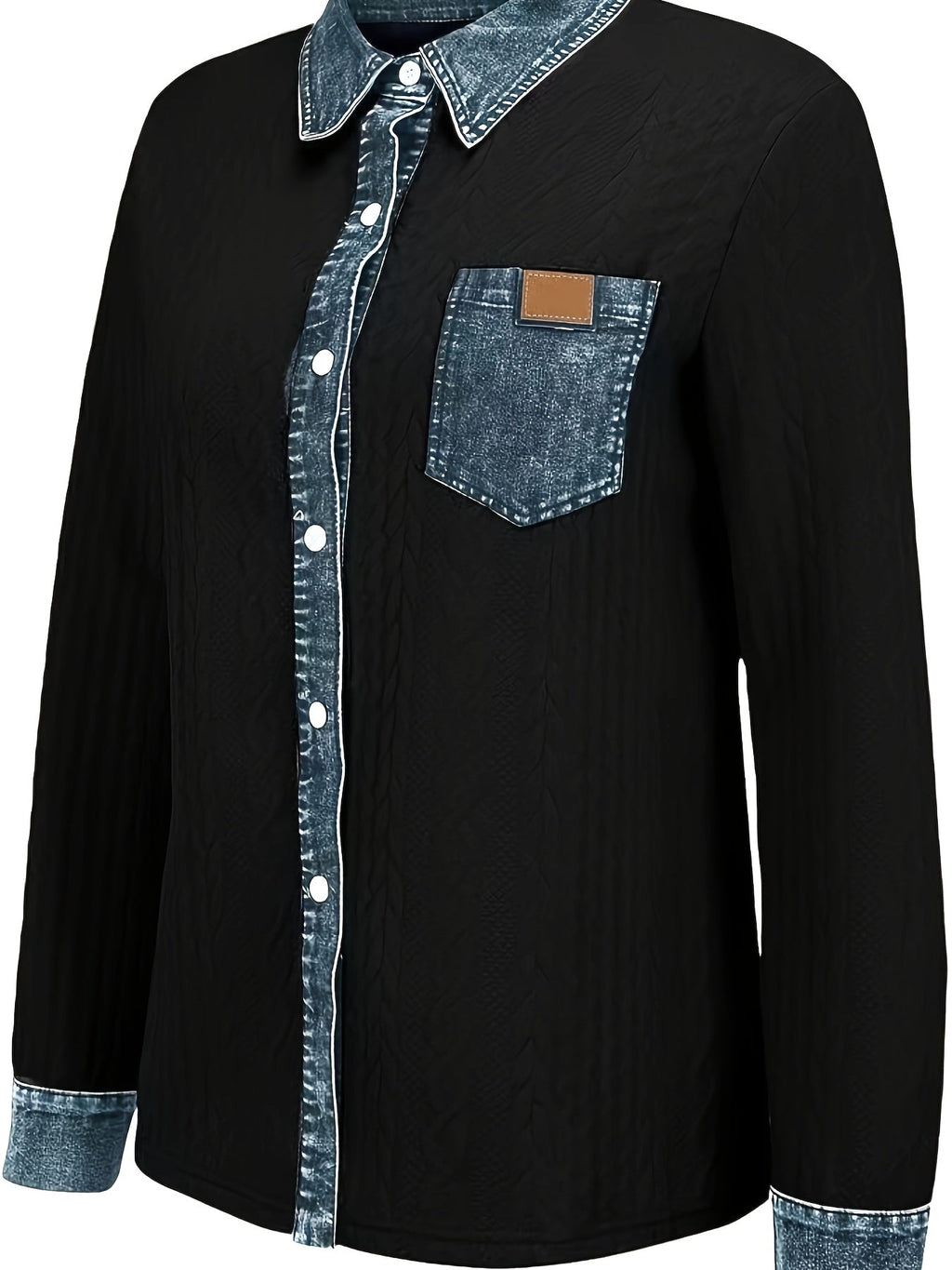 Women's Cable-Knit Cardigan - Contrast Collar Button-Front Knitwear