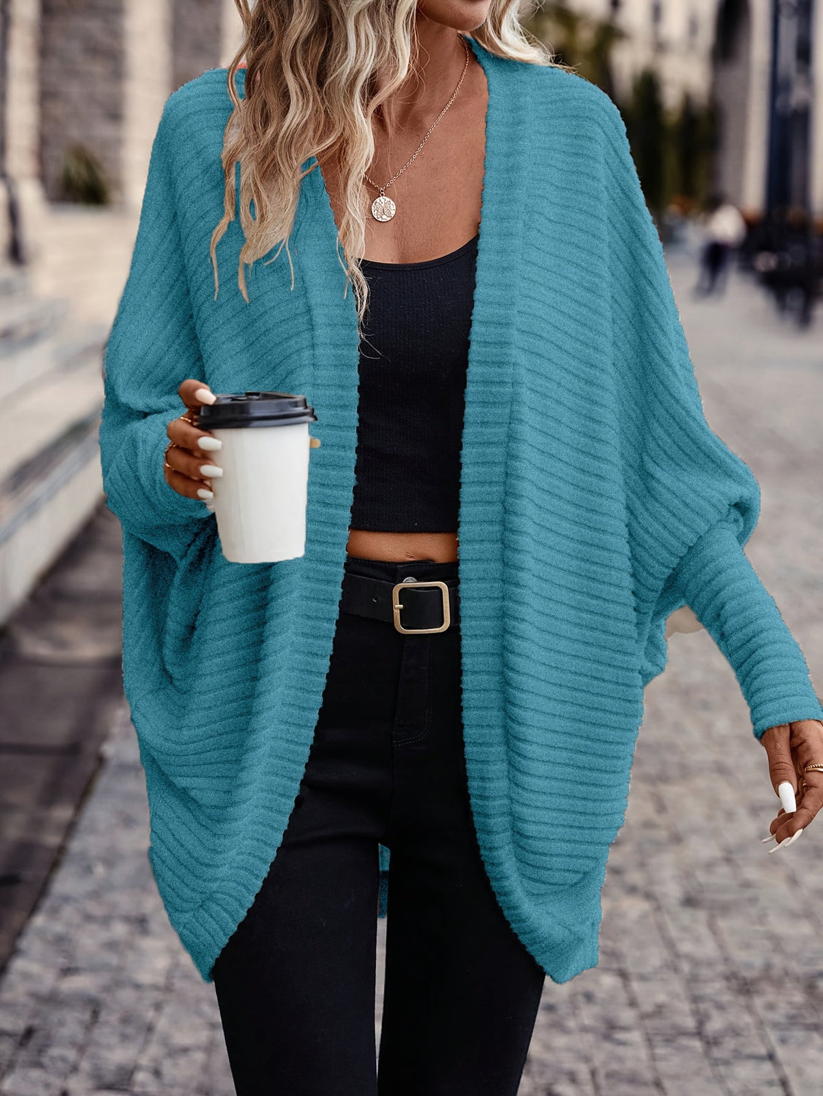 Women's Long Open-Front Cardigan - Relaxed Fit