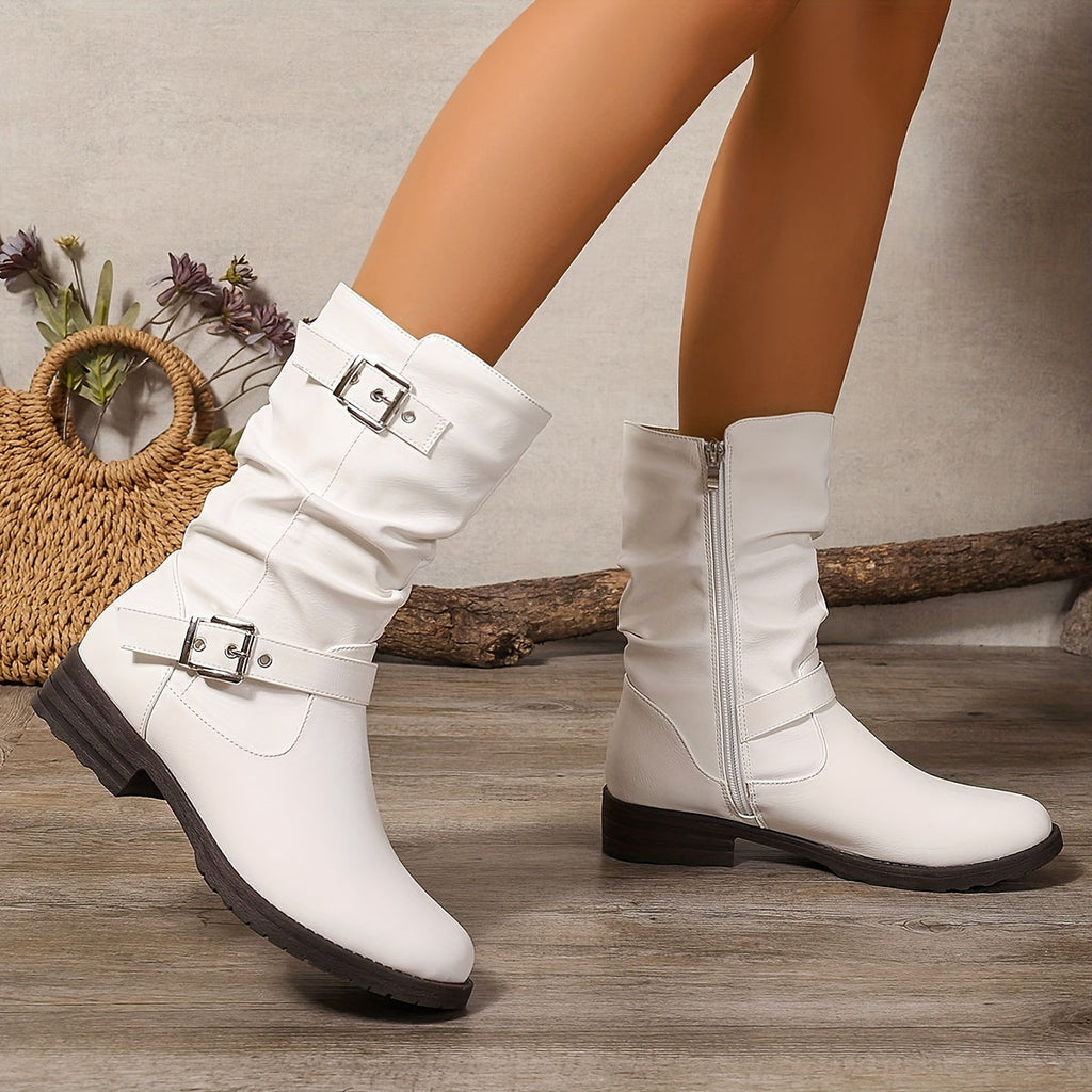 Women's Slouch Boots- Buckle Trim