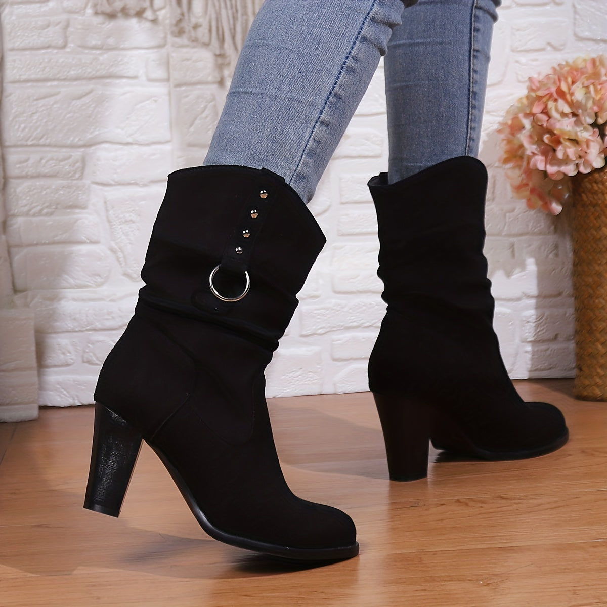 Women's Western Ankle Boots - Slouch Shaft
