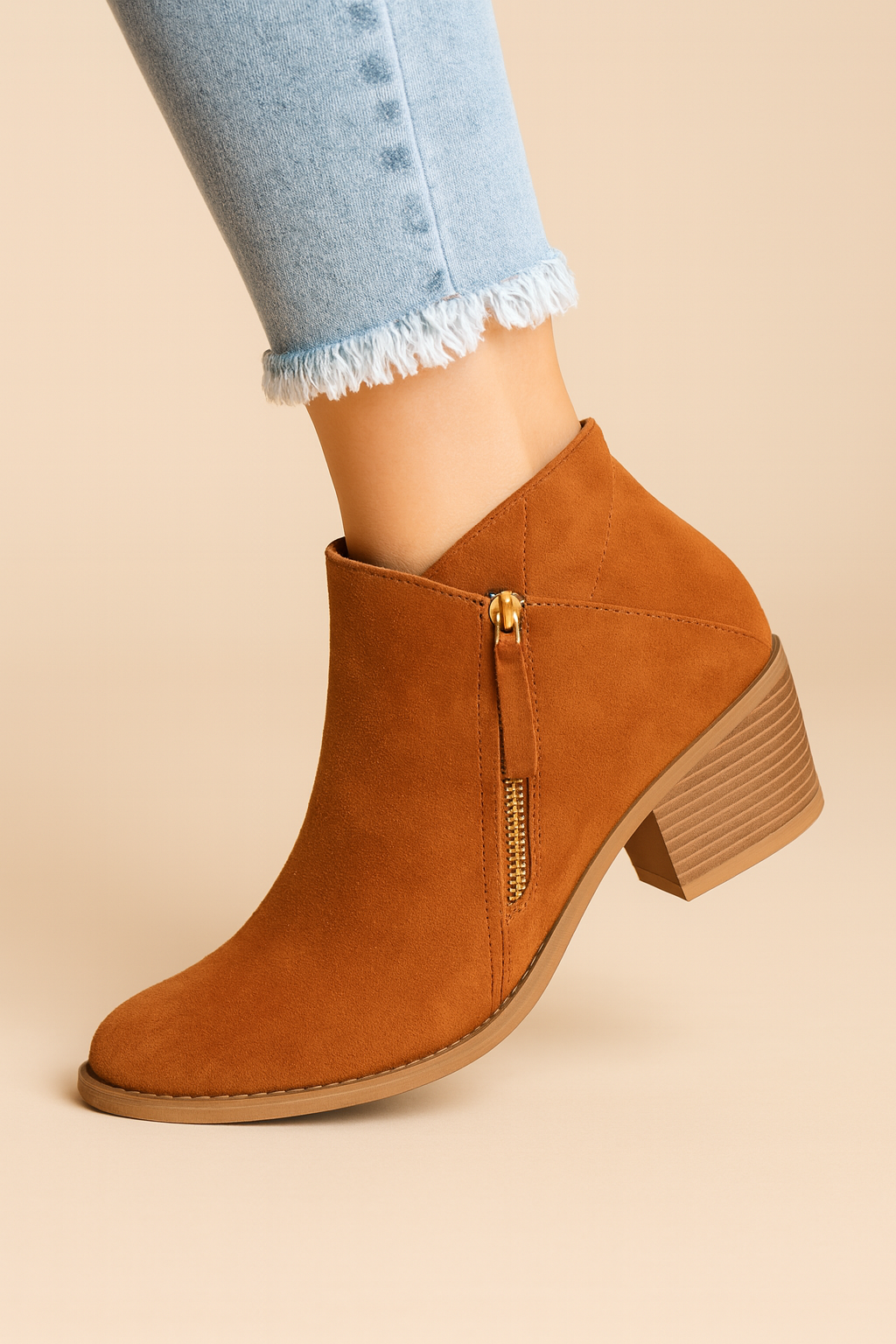 Women's Block-Heel Ankle Boots - Side-Zip Shoes