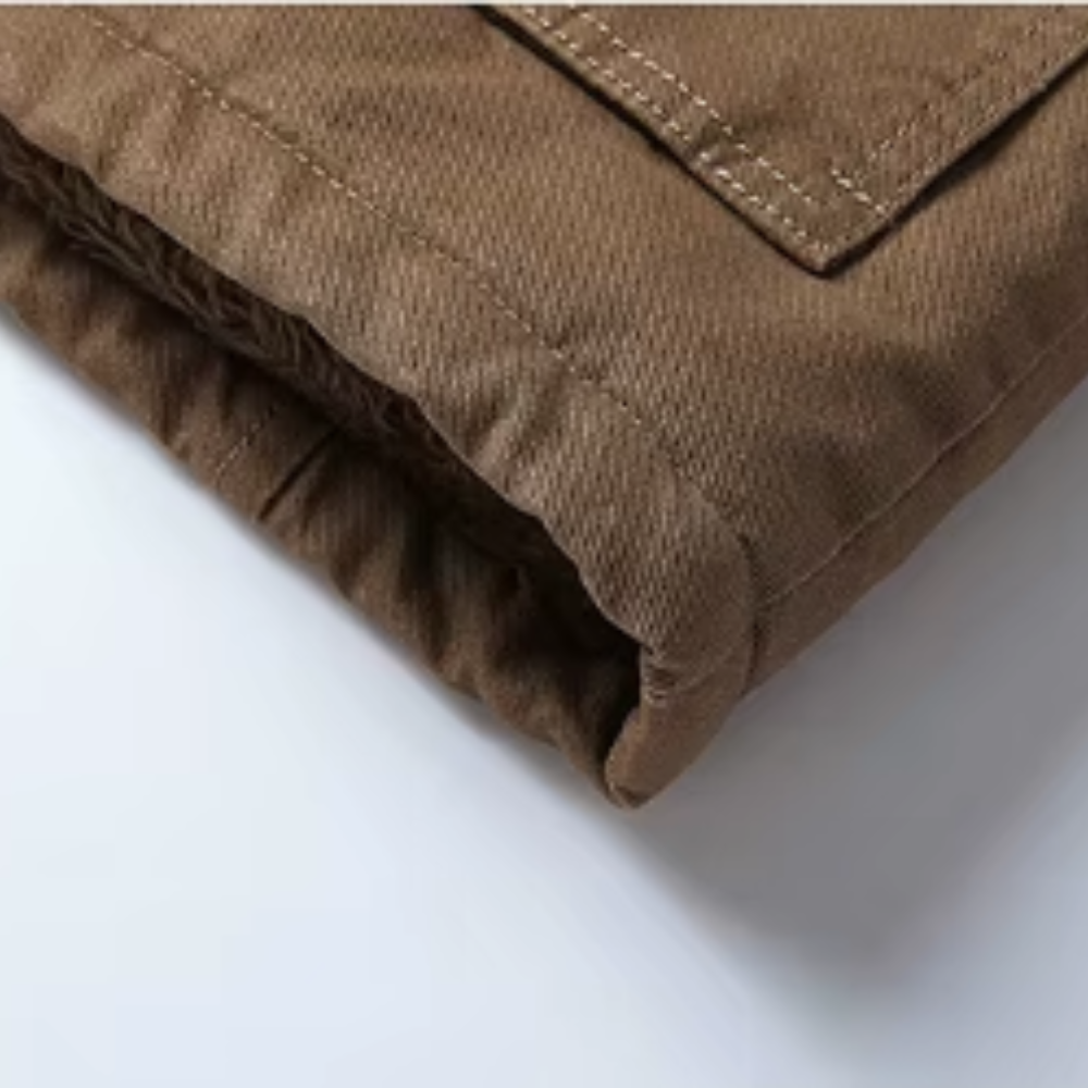 Men's Zip-Front Jacket- Button Placket and Stand Collar