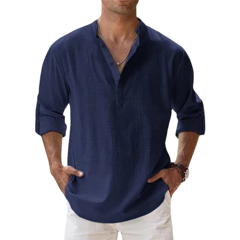 Lucien | Relaxed Linen Henley Shirt