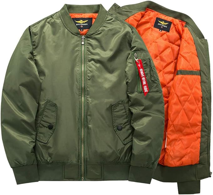 Men's Quilted Bomber Jacket - Zip-Front Winter Coat