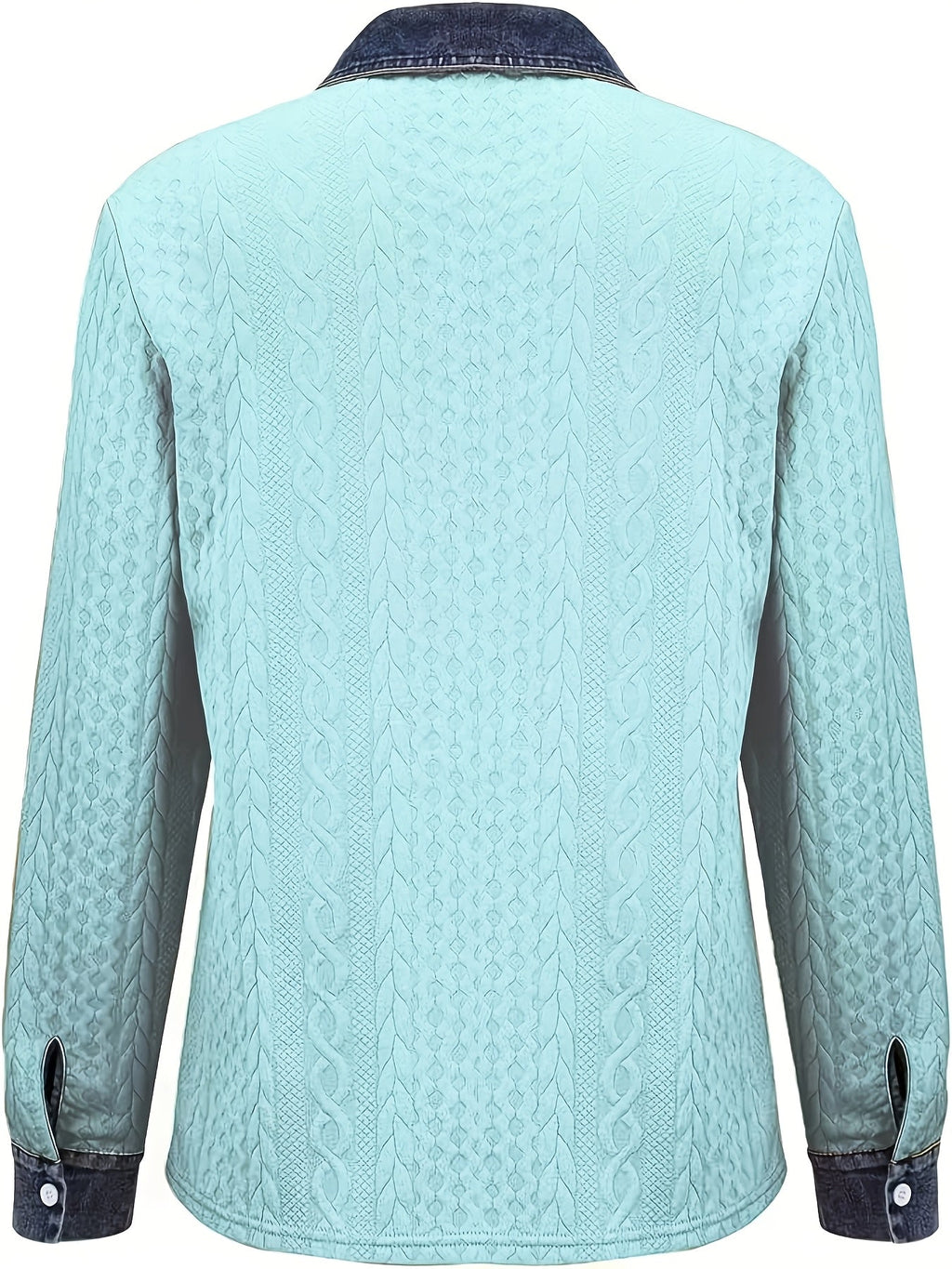 Women's Cable-Knit Cardigan - Contrast Collar Button-Front Knitwear