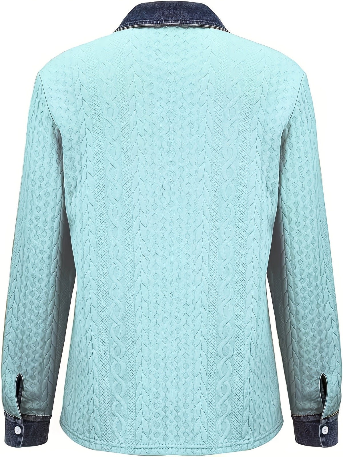 Women's Cable-Knit Cardigan - Contrast Collar Button-Front Knitwear
