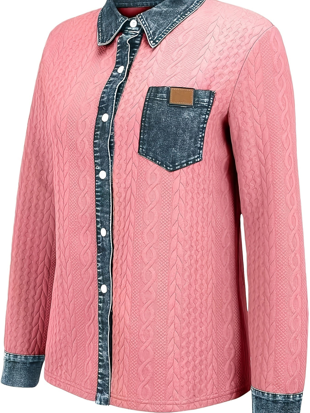 Women's Cable-Knit Cardigan - Contrast Collar Button-Front Knitwear