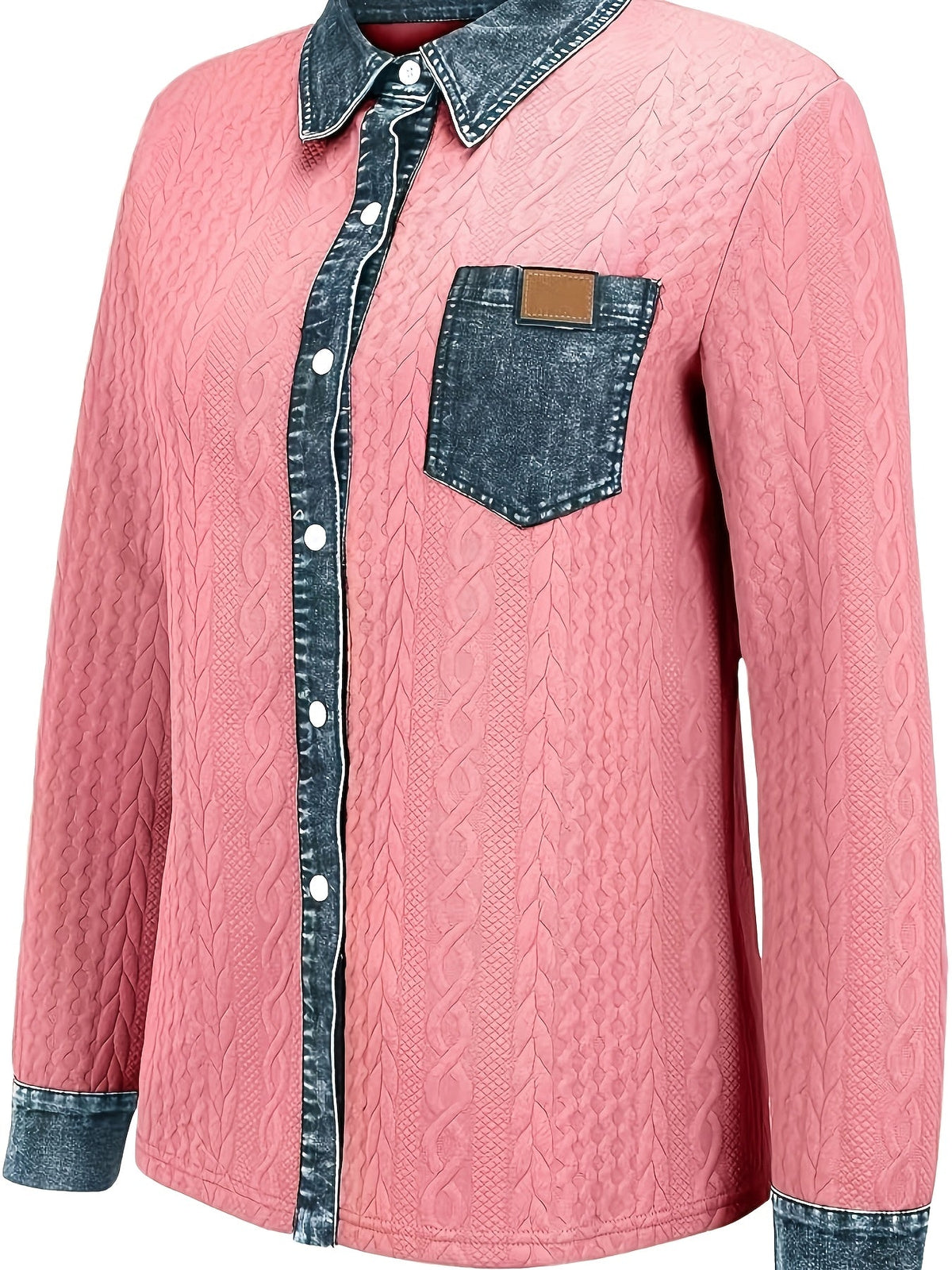 Women's Cable-Knit Cardigan - Contrast Collar Button-Front Knitwear