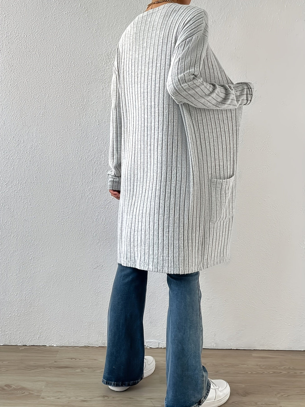 Women's Ribbed Cardigan - Open Front