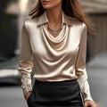Merlina | Draped Neckline Satin Blouse
