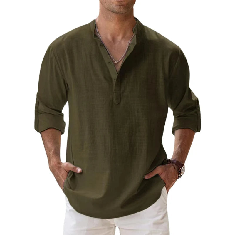 Lucien | Relaxed Linen Henley Shirt