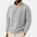 Men's Quarter-Zip Jumper- High Neck and Ribbed Trim