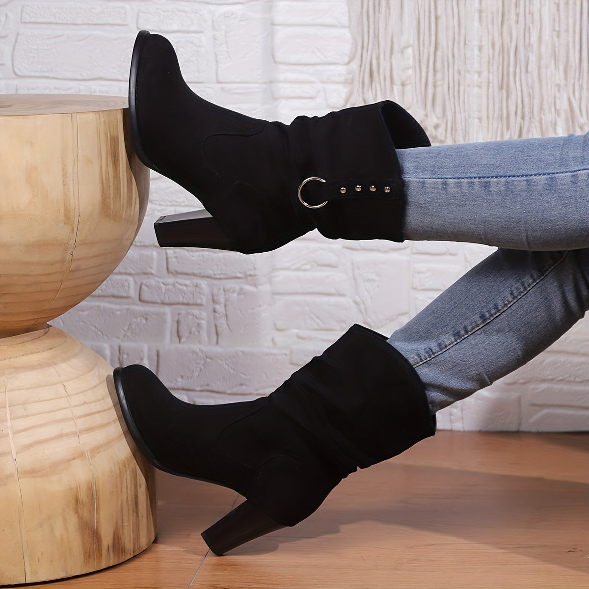 Women's Western Ankle Boots - Slouch Shaft