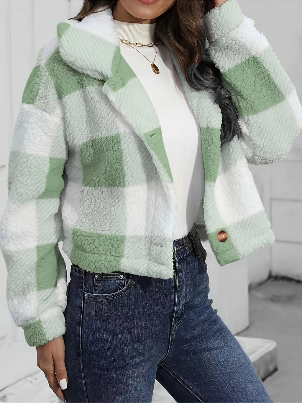 Women's Cropped Check Jacket