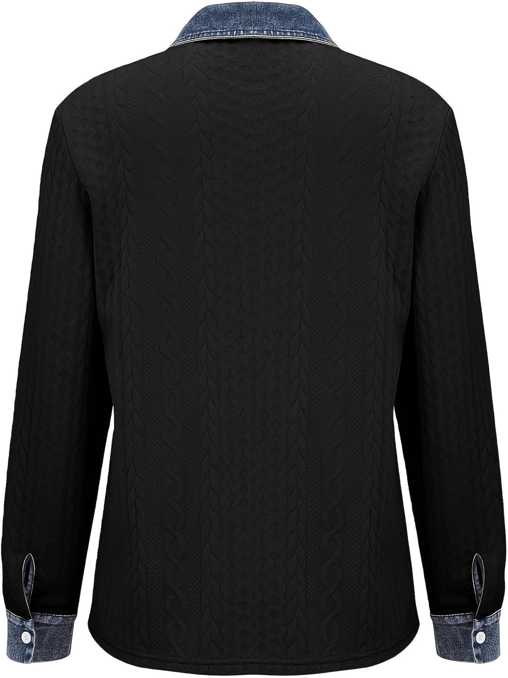 Women's Cable-Knit Cardigan - Contrast Collar Button-Front Knitwear