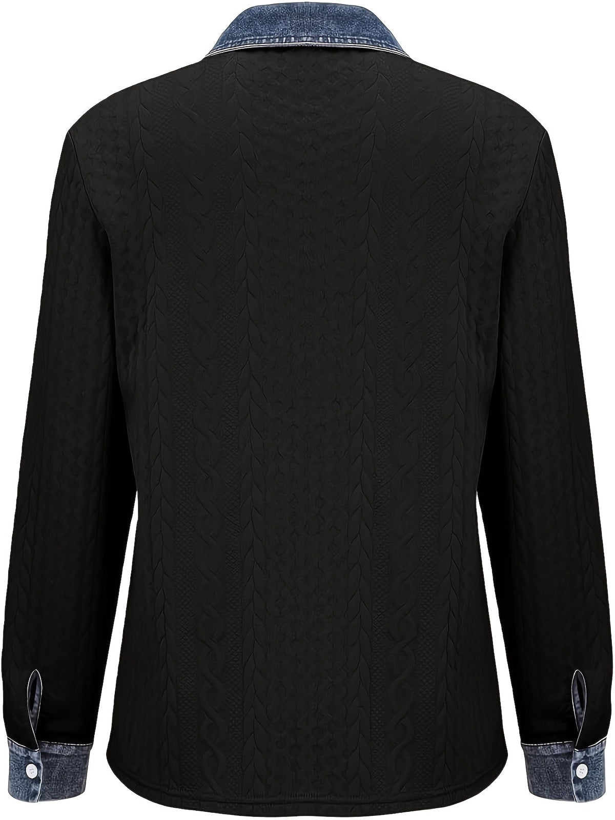 Women's Cable-Knit Cardigan - Contrast Collar Button-Front Knitwear