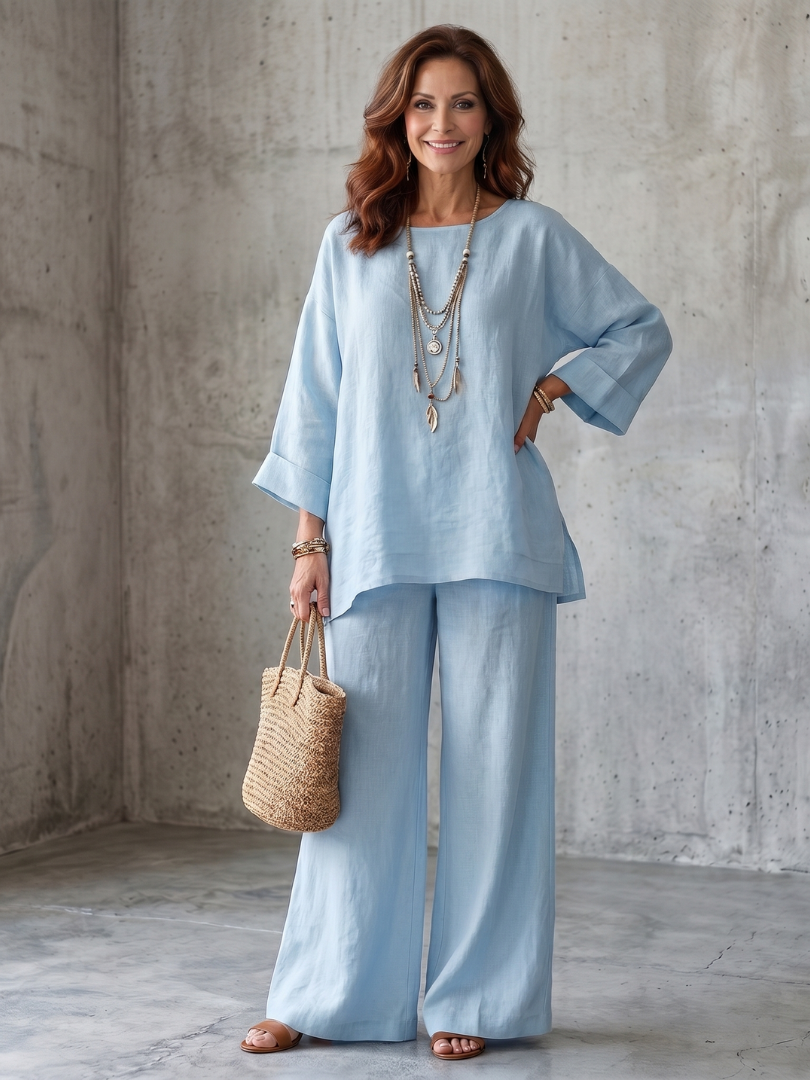 Women's Oversized Tunic and Wide-Leg Trouser Set