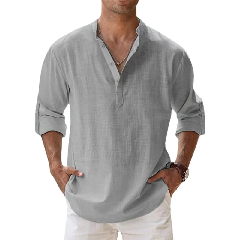 Lucien | Relaxed Linen Henley Shirt