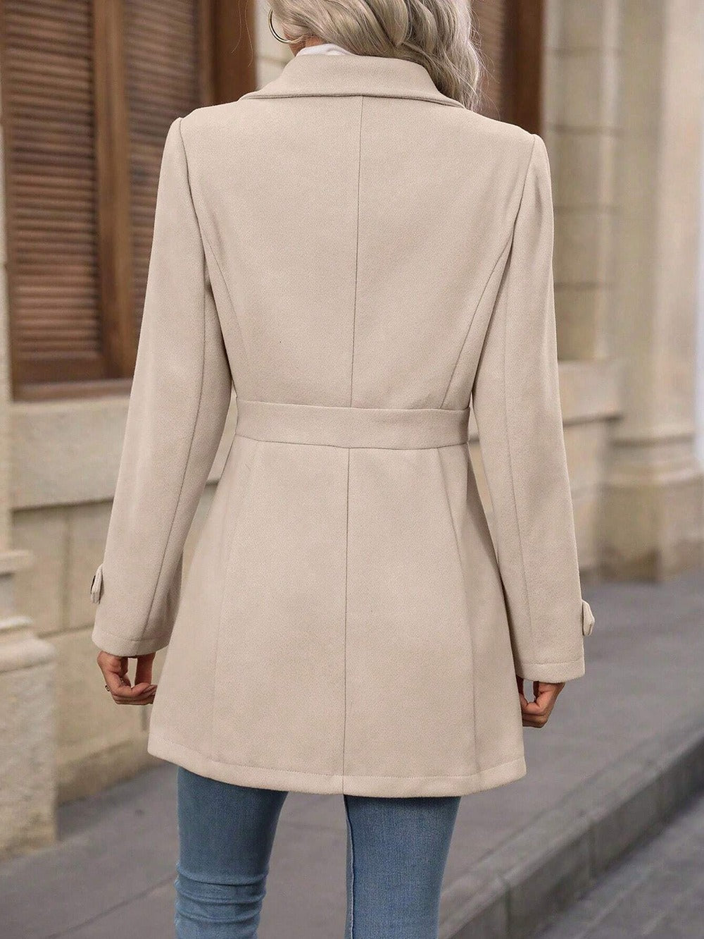 Women's Belted Trench Coat - Mid-Season Button-Front Jacket
