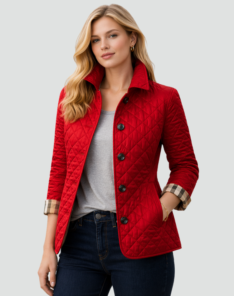 Women's Quilted Jacket - Button-Front Mid-Season Coat